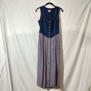 German Festival Country Style  Button Up Shirt Dress with apron size S